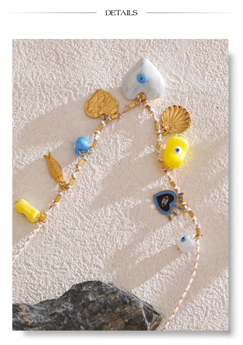 Yhpup Keramik Herz Auge Shell Anhänger Halskette Trend Edelstahl Charme Manuelle Neue Ankunft Kragen Schmuck für Frauen Geschenk – Detail 8