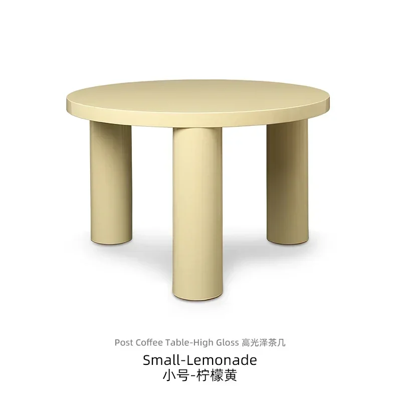 Cream glossy coffee table round small