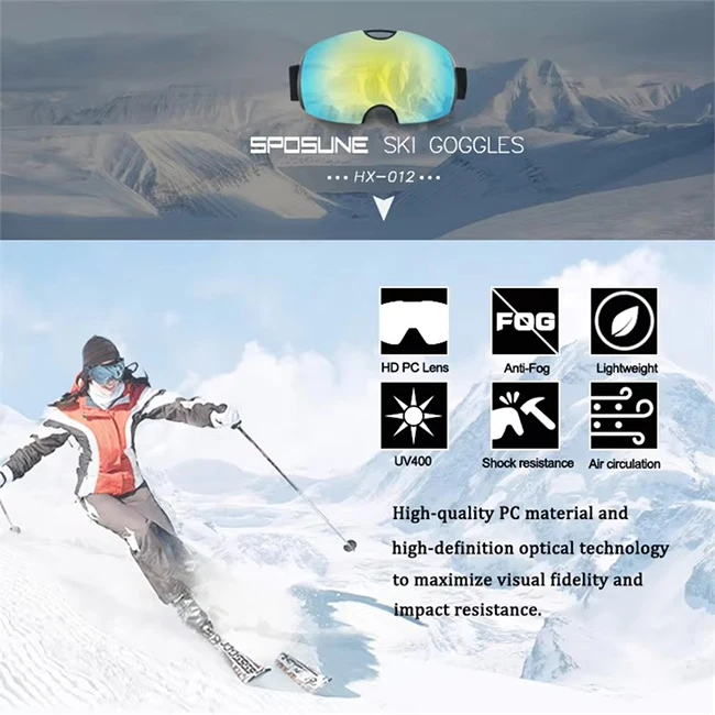 Custom UV400 Ski Goggles Anti-Fog Fashion Snowboard Eyewear Polarized Remove Lens UV Protection Snow Sports Glasses Wholesale