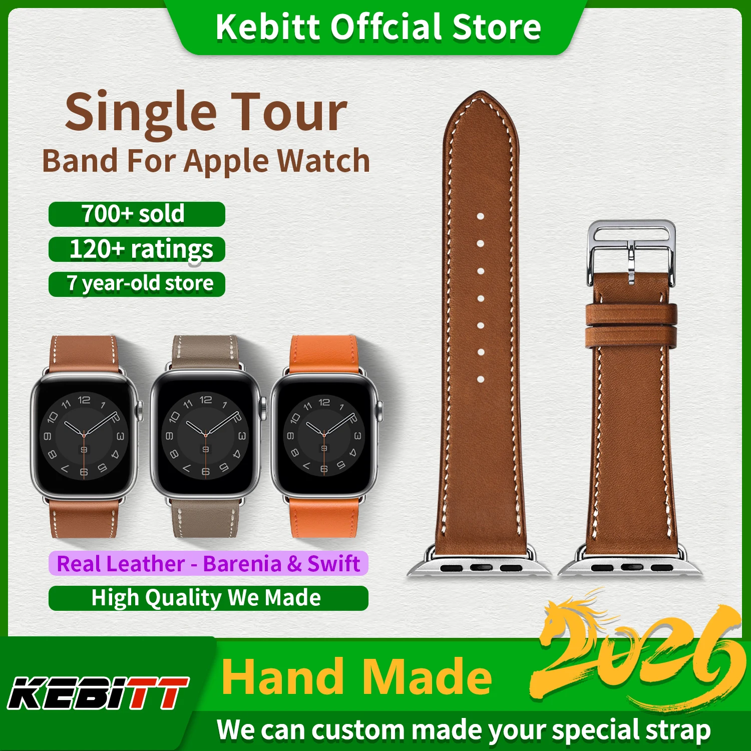 

Kebitt For Apple Watch Series11 10 Ultra3 2 9 8 7 6 SE3 Strap High Quality Genuine Leather Band Iwatch 46 42 41 45 49mm Bracelet