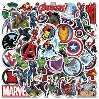 50pcs Marvel Cartoon Stickers Cool Captain America Decals for Toy DIY Skateboard Travel Suitcase Phone Laptop Waterproof Decals