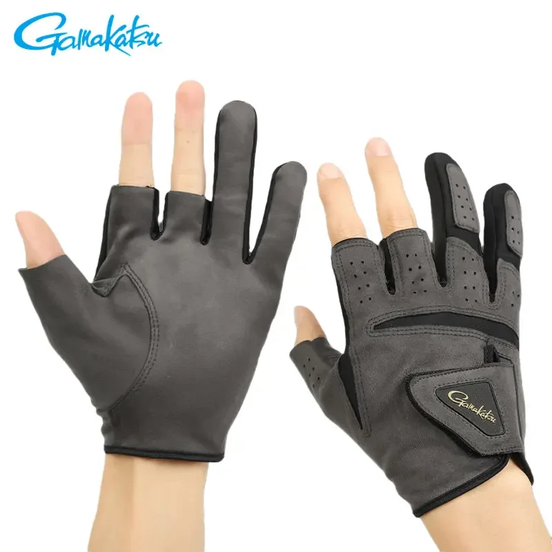 Gamakatsu Anti-Slip Fishing Gloves Breathable Fly Fishing Gloves Wear-Resistant Fingerless Gloves Fishing Tackle Accessories