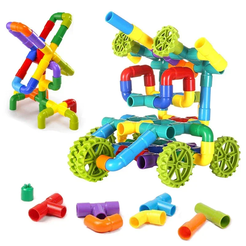 Children's Pipe Building Blocks Toy Assembly Plastic Water Pipe Educational Interactive Diy Toy For 3 Years Old Kindergarten