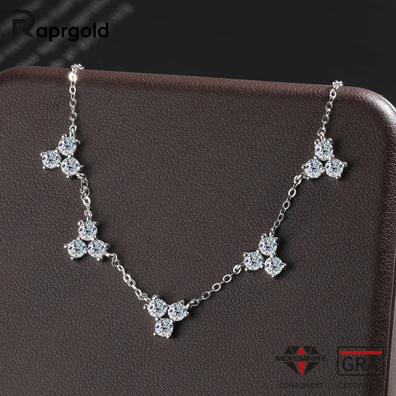 

RAPRGOLD GRA Certified Full D VVS1 Moissanite Pendant Necklace for Women S925 Sterling Silver Necklaces Jewelry Gifts Collares