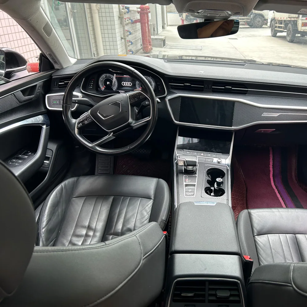 For Audi A6 A7 4KB 2019-2024 InteriorCentralControl Panel Door Handle Carbon Fiber Sticker Decals Car styling Accessorie