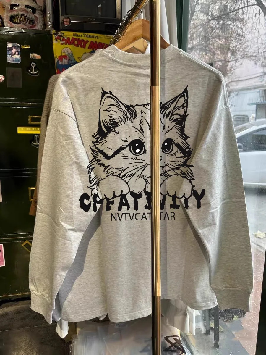 

Outlet Brand Vintage Pure Cotton Long Sve T-irt ex Autumn Versatile Printed Casual round Ne Top for Youth