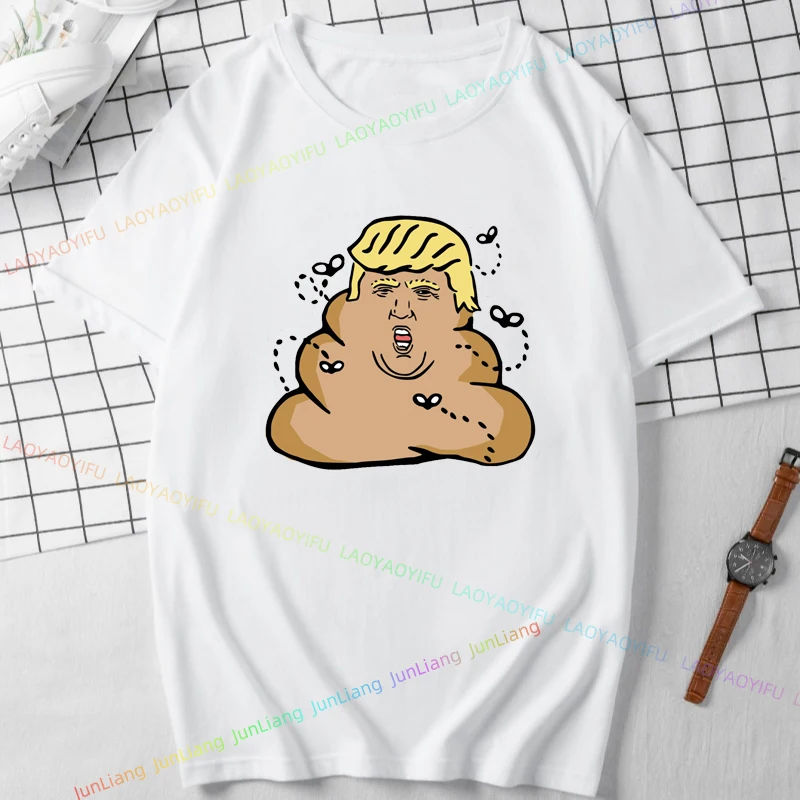 Poop Donald Trump Funny T Shirts Vintage Men's T-shirt Streetwear Short Sleeve Tee Top Women Man Clothes Harajuku Tops Y2k Mens