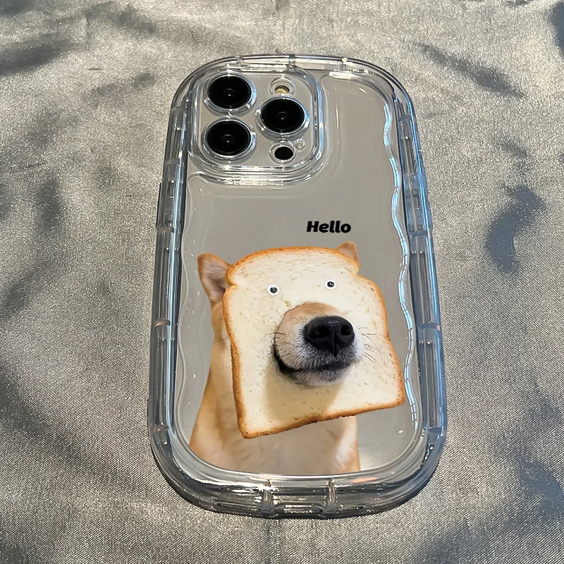 Funny toast Corgi puppy bread dog Transparent Phone Case For iPhone 16 15 14 13 12 11 Pro Max Xr 16 Plus Case Cute Cartoon Cover