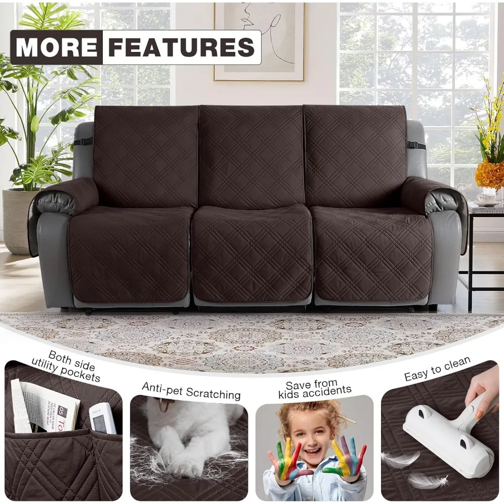 طقم غطاء أريكة كرسي مقاوم للماء بثلاثة مقاعد - غطاء أريكة غير قابل للانزلاق للأرائك المفصلة للاستلقاء