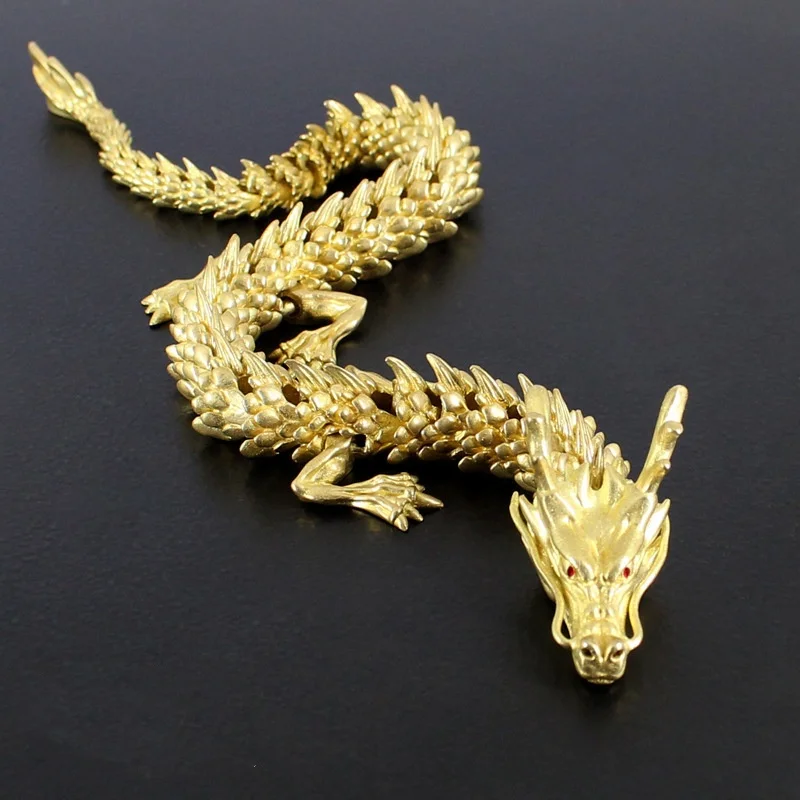 

New 3D Dragon Statue Ornament Moveable Body Joints Exhibition Hall Advanced Decoration Zodiac Animal Brass Crafts Collection