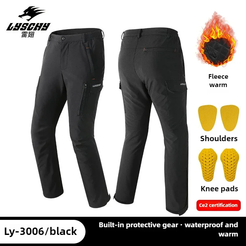 LYSCHY Motorcyclist Pants Man Winter Waterproof Warm Windproof Casual Workwear Tooling Commute Pants CE2 Level Motorcycle Pants