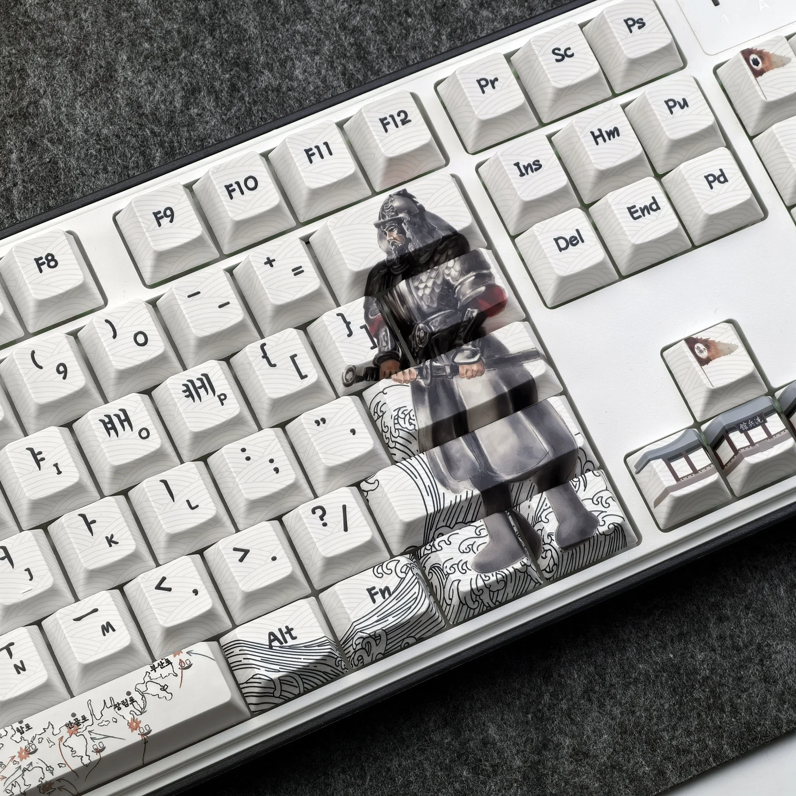 Teclas Retro coreanas Pbt con diseño de cereza, teclas colgantes, líder de guerra histórica, llave General de 129 teclas para teclado