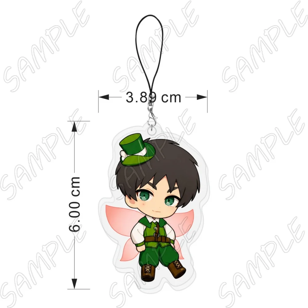 Cute Fairy Anime Attack on Titan 6cm Acrylic Keychain Lanyard Phone Charm Eren Levi Ackerman Shingeki No Kyojin Bag Pendant Gift
