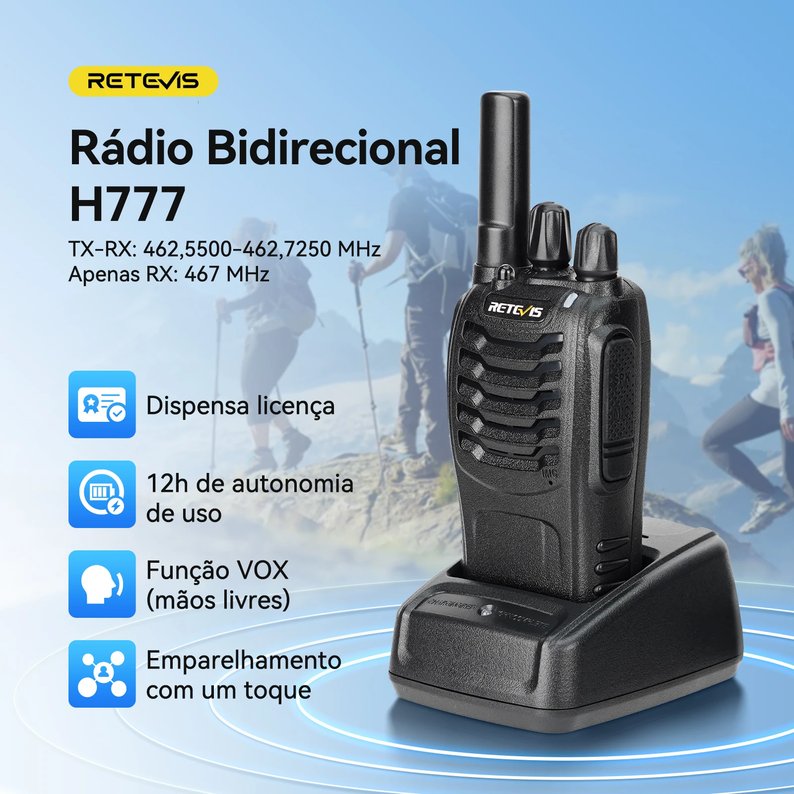 retevis-h777-ポータブル無線機-frs-双方向無線-1000mahバッテリー-vox-ハンズフリー-充電式無線機-キャンプ用