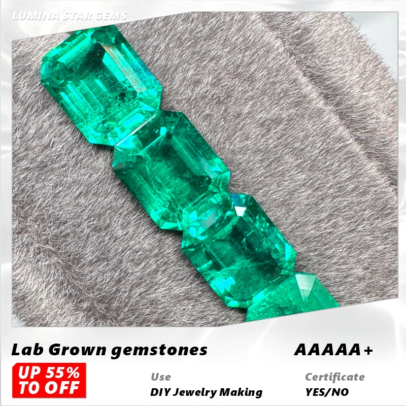 

L-Top Colombia Emerald Rich Content Lab Grown Stones Rectangle Shape Advanced DIY Jewelry Making with Certificate Natural Colour