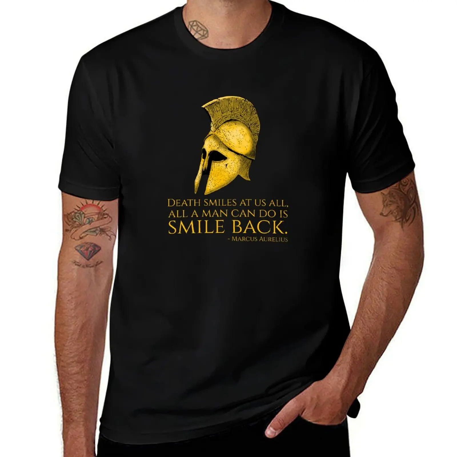 Death smiles at us all, all a man can do is smile back. - Marcus Aurelius Quote T-Shirt Ultra Soft Breathable Tee Top T-Shirt