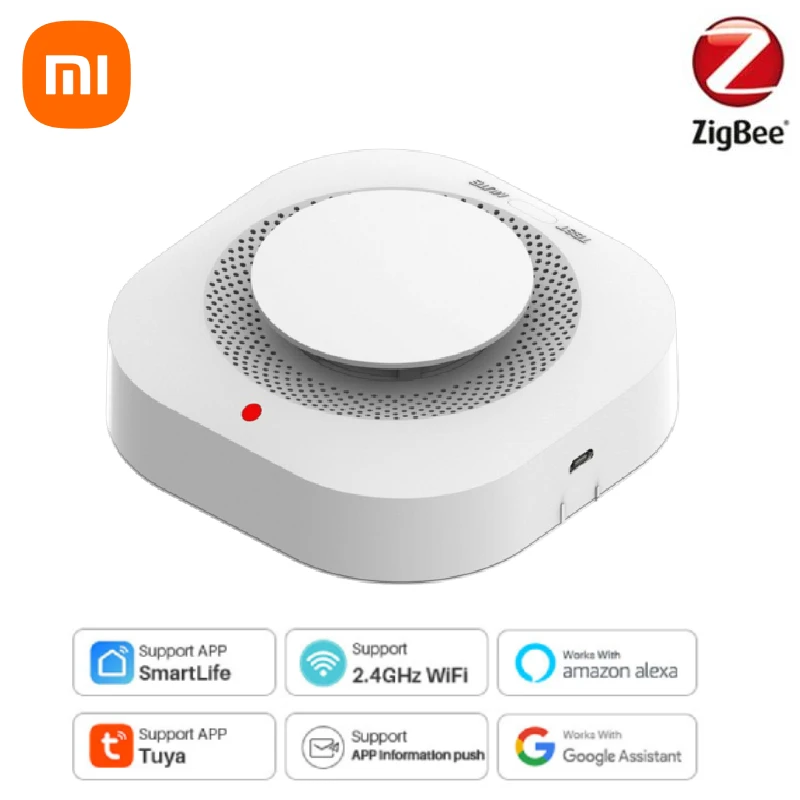 

Смарт-детектор дыма Xiaomi ZigBee, охранная сигнализация для дома, с приложением Smart Life