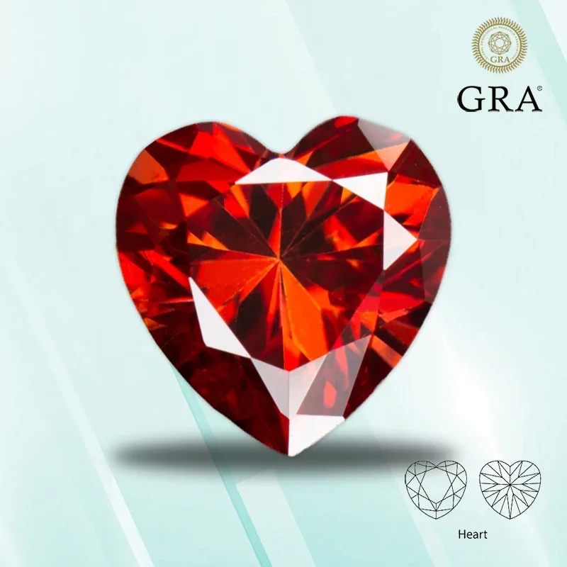 

Moissanite Stone Garnet Color Heart Shape VVS1 for Pass Diamond Tester Charms Top Jewelry Making Materials With GRA Certificate