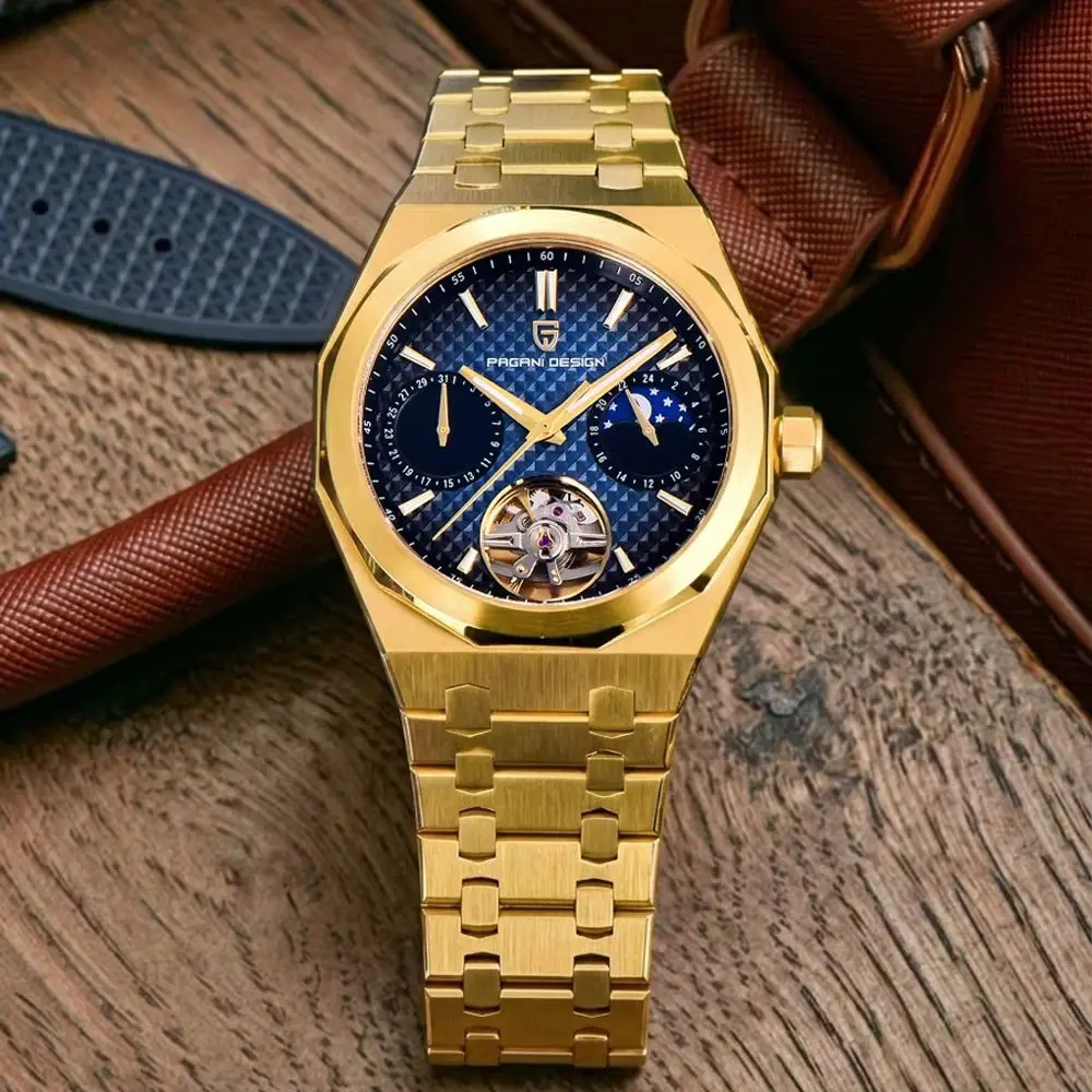 PAGANI DESIGN 2026 New Men's Watches Gold Luxury Automatic Watch Men Tourbillon Mechanical Wrist Watch Men AR+AF Sapphire glass