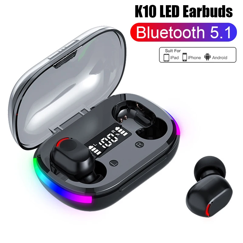 K10 TWS Wireless Bluetooth Headset LED Display Air Pro Earbuds with Mic Wireless Headphones Noise Cancelling Bluetooth Earphones