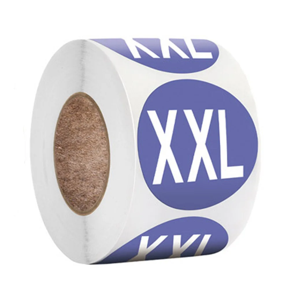 500pcs/roll 1inch Size XS S M X XL XXLStickers Self Adhesive Sticky Label Blank Note Label Wholesale Low Price