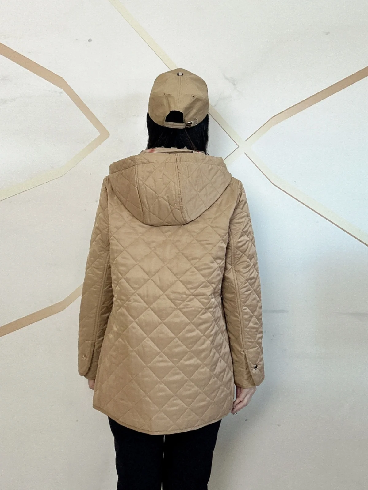 Chaqueta de Aodón para Mujer, Nueva Colección de Invierno, Diseño de Rombo, Casual, Versátil, Moderna, con Capucha, Larga, ...