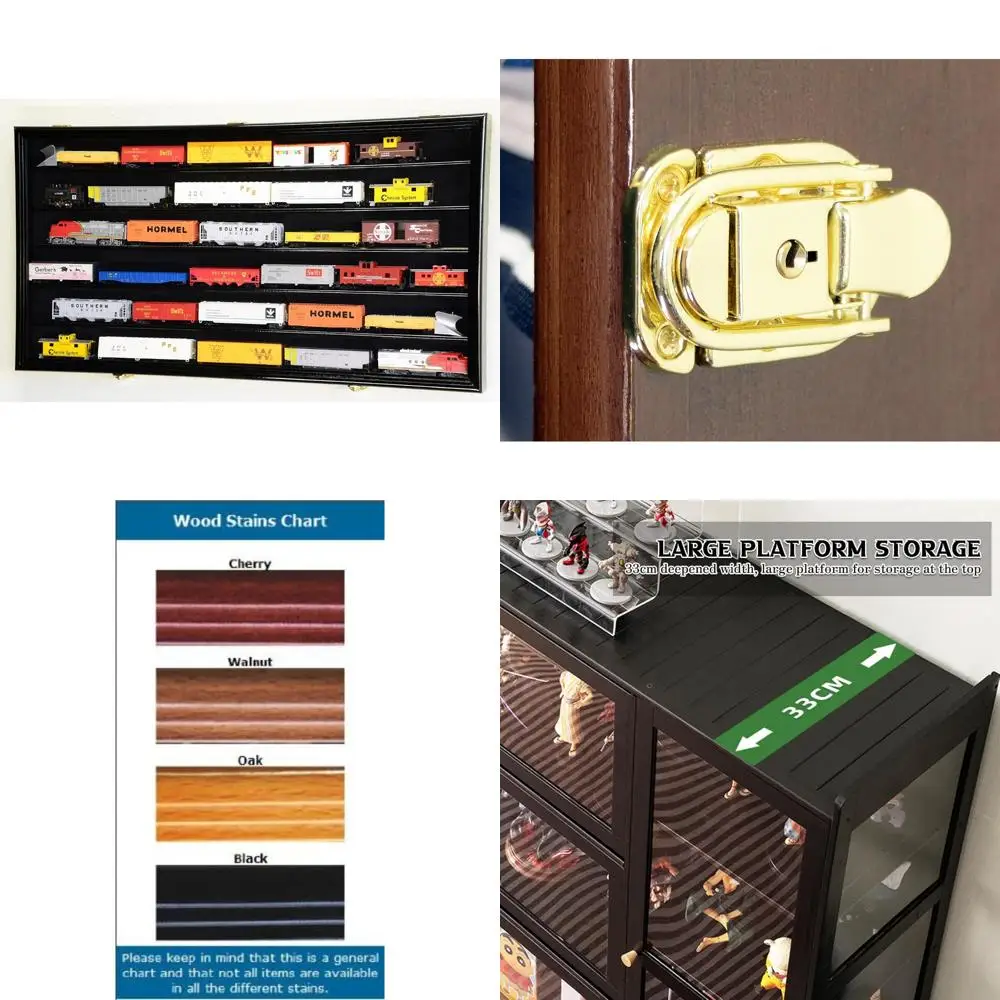 

HO Scale Model Train Display Wall Cabinet with 98% UV Protection and Lockable Feature in Black