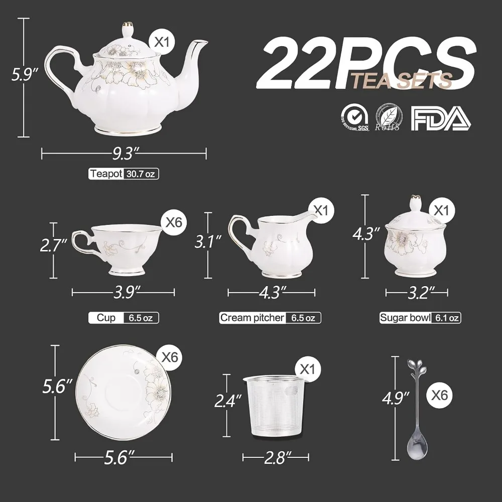 Imagem -06 - Matcha Conjunto de Chá de Cerâmica Xícara de Café Pires Serviço para Bules Frascos de Creme e Colheres de Chá Tigelas de Açúcar 22 Pcs