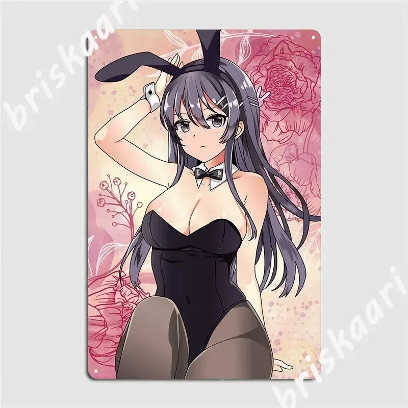 Bunny Girl Senpai Metal Sign Classic Pub Garage Cinema Kitchen Poster Tin Sign Poster