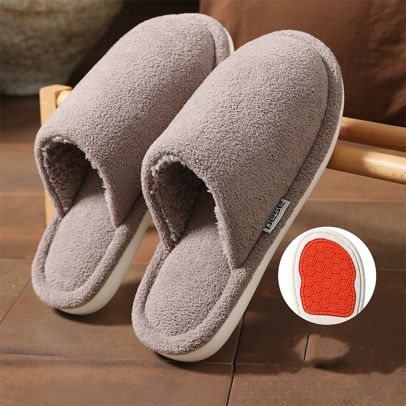 

Indoor Non Slip Women's Home Slippers 2025 Winter Comfortable Soft Sole Cotton Slippers for Woman Faux Fur House Slides Couples