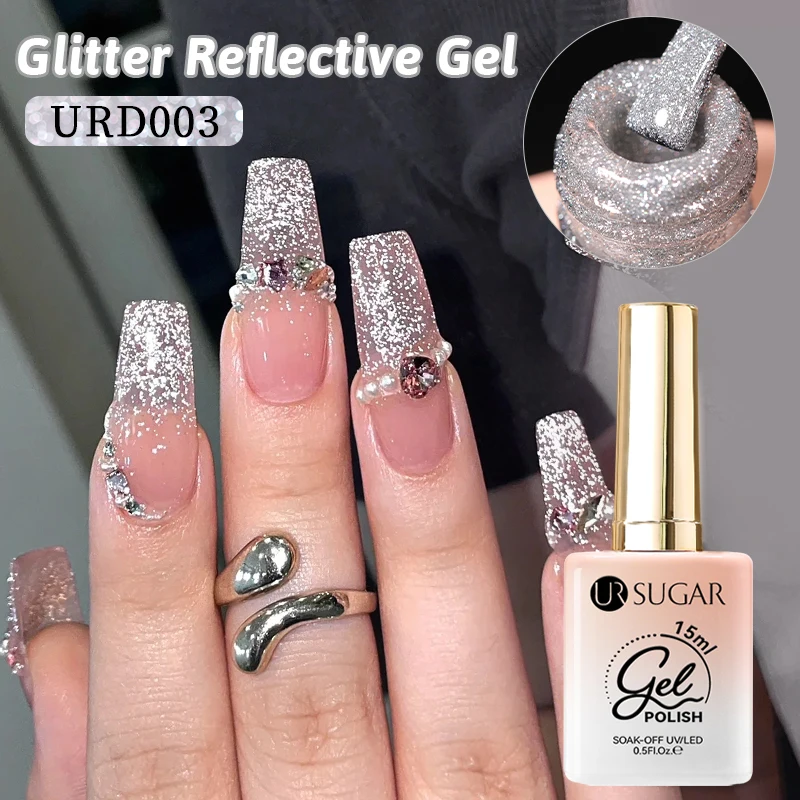 UR SUGAR 15 ml Chameleon Pink Purple Reflektierender Gel-Nagellack Glitzer Wunderschönes semi-permanentes Soak Off UV-Gel für Nagelkunst