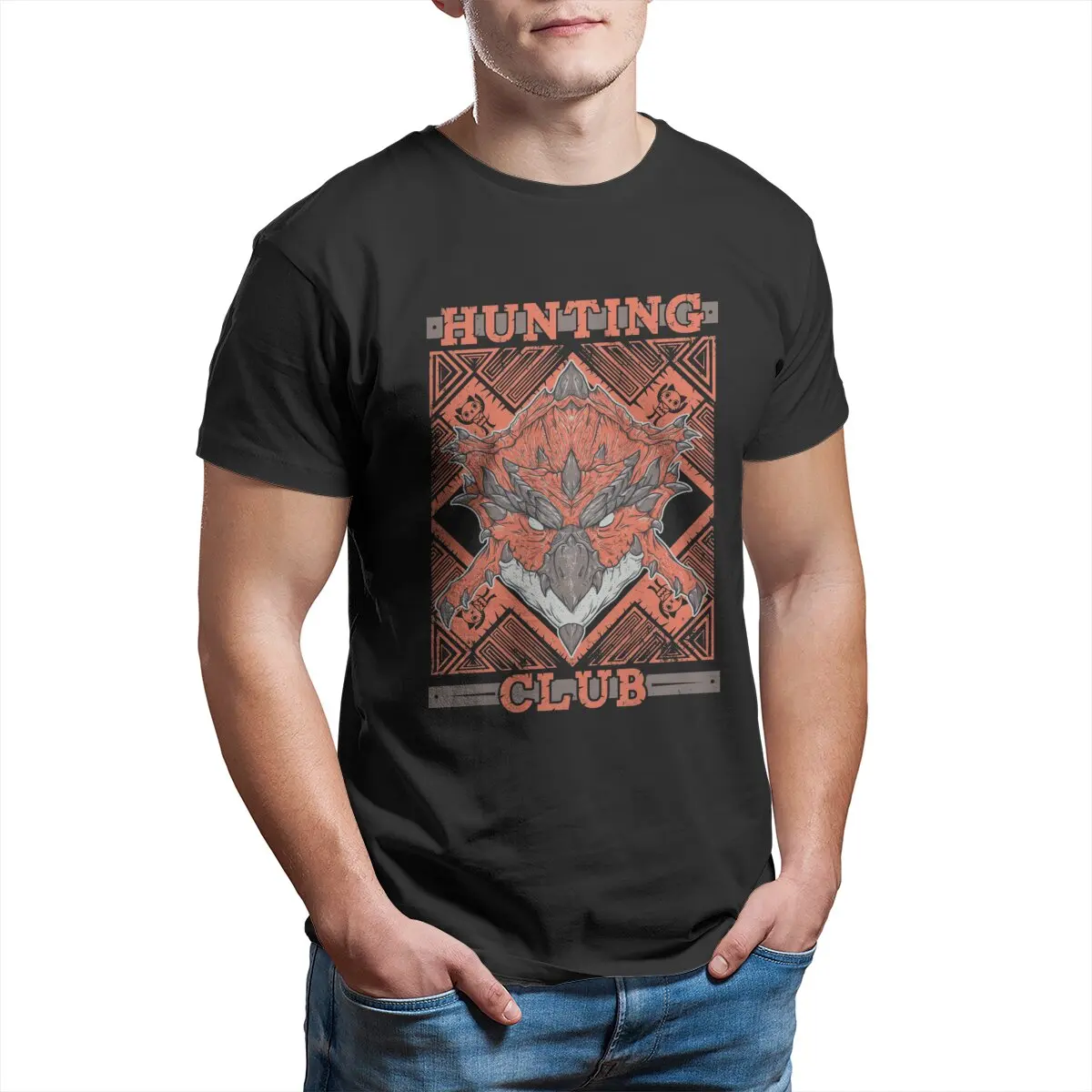 

Monster Hunter World Hunting Club Rathalos Unisex T-Shirt for Men 100% Cotton Awesome T-Shirt RPG Game printed Clothing Summer