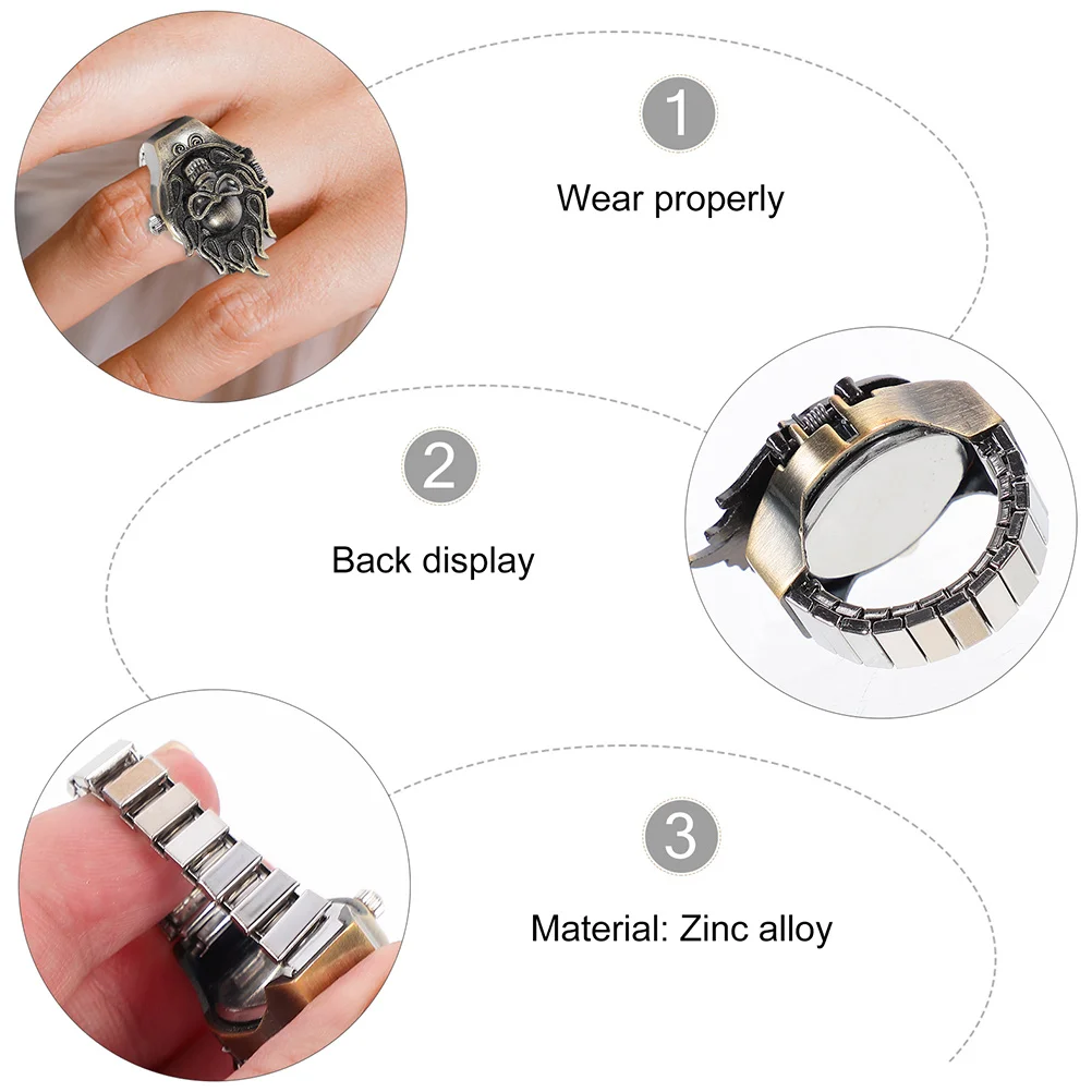1 قطعة ساعة حلقة إلكترونية مرنة خمر التقليب إصبع ساعة للمجوهرات ساعة ديكور ريترو ملحق هدية #1