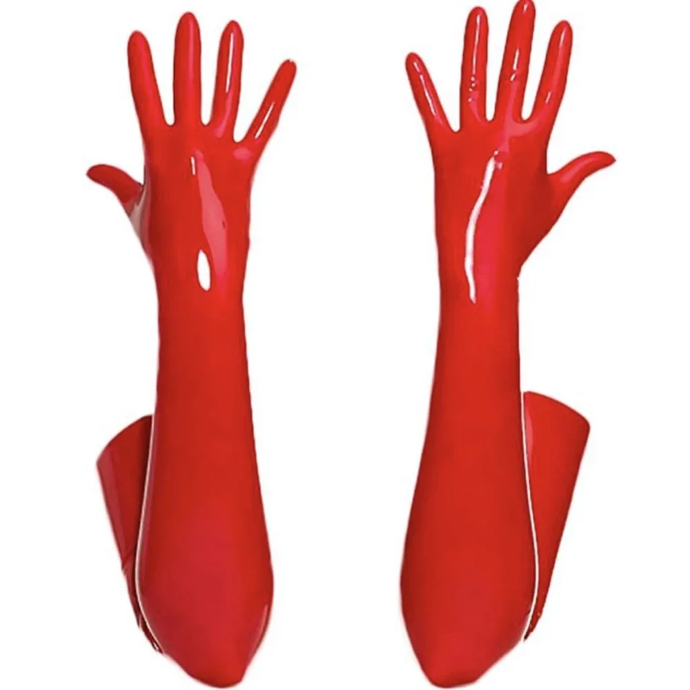 Shiny Wet Look Long Sexy Latex Gloves for Women BDSM Sex Extoic Night Club Gothic Fetish Gloves Wear Clothing M XL Black Red