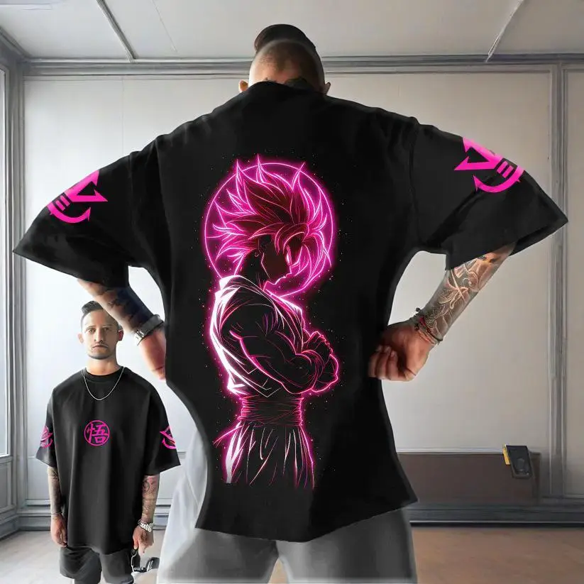 

Dragon Ball Japanese Anime Goku Men's T-shirt Summer Cotton Boy Y2k Harajuku Leisure Short Sleeves