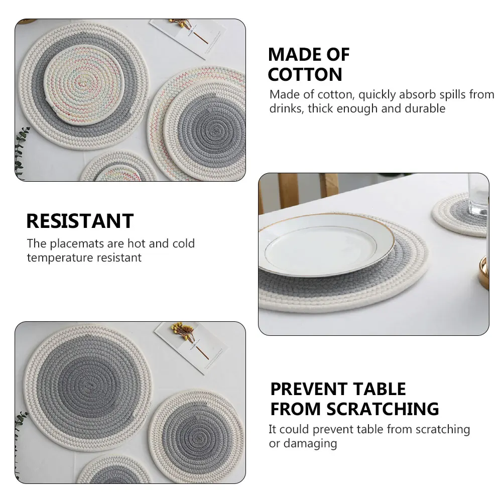 

2 Pcs Cotton Placemats Absorbent Coasters Heat Insulation Anti Scratch Thick Table Protection Kitchen Gifts