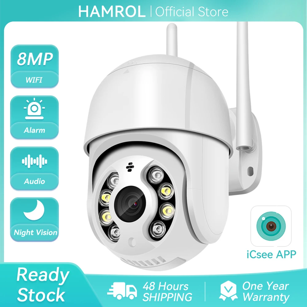 4K 8MP PTZ Wifi IP Camera 4X Digital Zoom HD 5MP CCTV Camera ICSee H.265 Outdoor 4MP Wireless Video Home Surveillance Camera