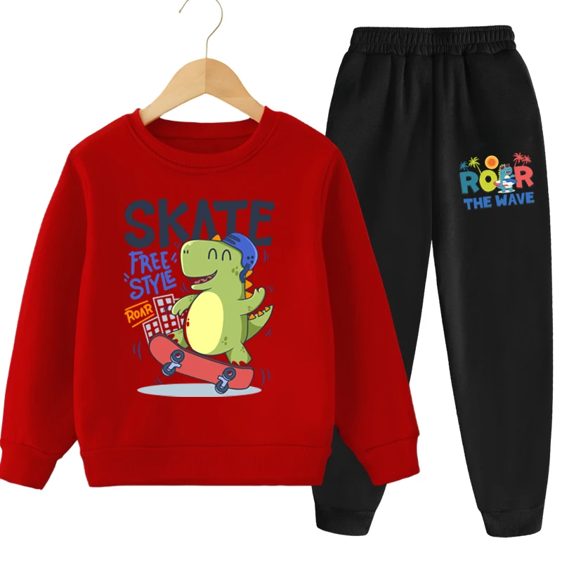 Frühling Herbst Kinder Kpop Sweatshirt-Sets Jungen Mädchen Cartoon-Print Pullover und Lange Hosen 2-teilige Sets Kinder Lässiger Trainingsanzug – Detail 4