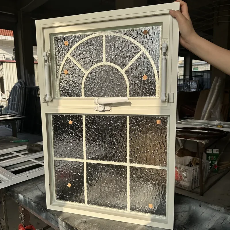 French retro indoor aluminum alloy upper flip window custom bathroom breathable lighting glass window arched partition window