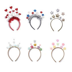 2022 Fashion Girls Glitter Hair Bands Cute Star Hair Hoop Hairbands Lovely Bow Stars Headbands For Kids Gifts Hair Accessories