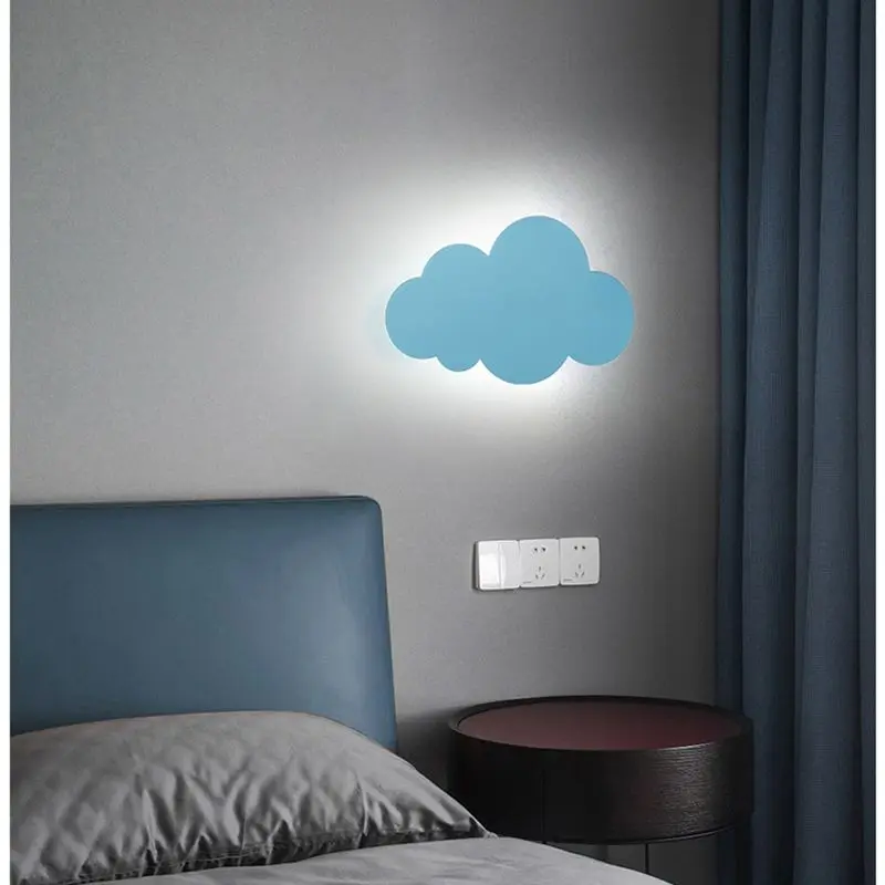 Lámparas LED de pared coloridas para habitación de niños, luces de pared en forma de nube, nórdica, para dormitorio, mesita de noche, decoración