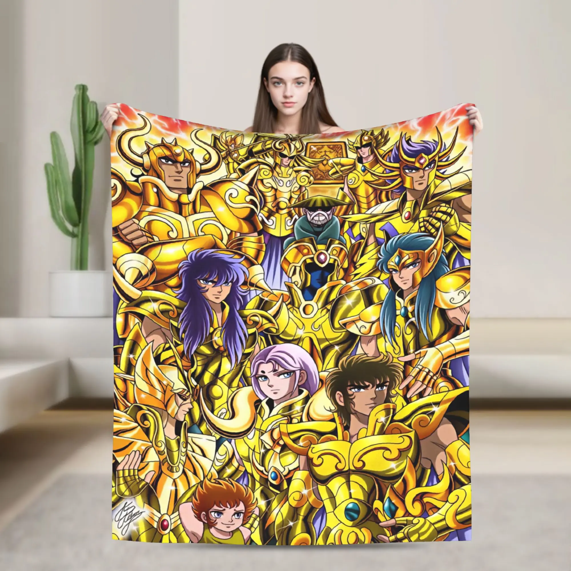 Champion Saints Seiyas Anime Flannel Blanket Winter Super Warm Throw Blanket for Children Couch Bed Fashion Bedspread Bed Cover