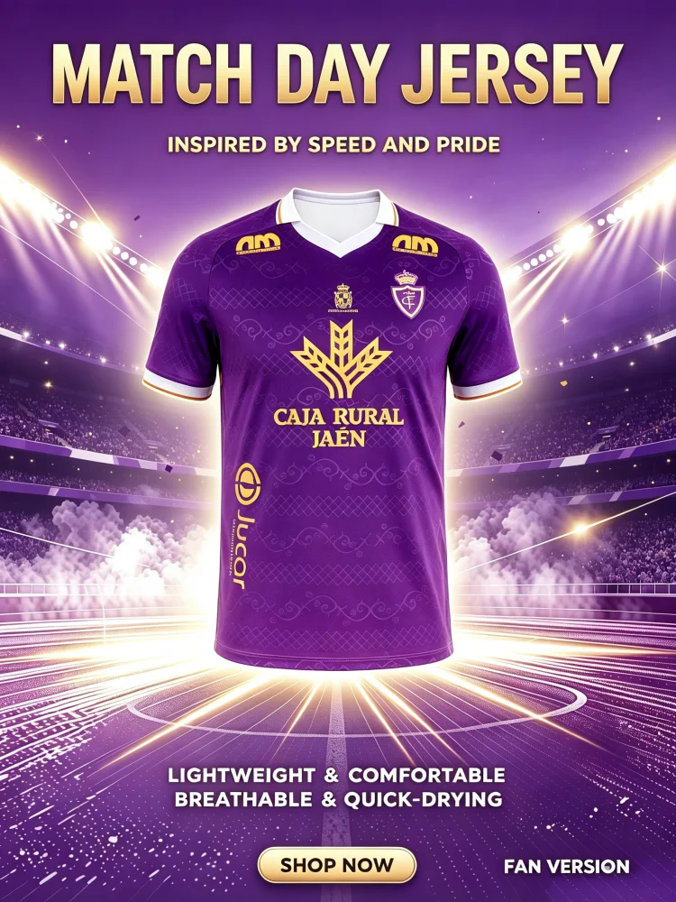 2026 Real Jaén 3D Printed Football Jersey Men's Summer Breathable Quick Drying Men Women Short Sleeved T-shirt Family Kids Tees