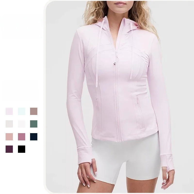 

Zgly женская спортивная куртка с капюшоном Slim Fit, быстросохнущий топ для йоги и фитнеса для весны и осени, профессиональная активная одежда