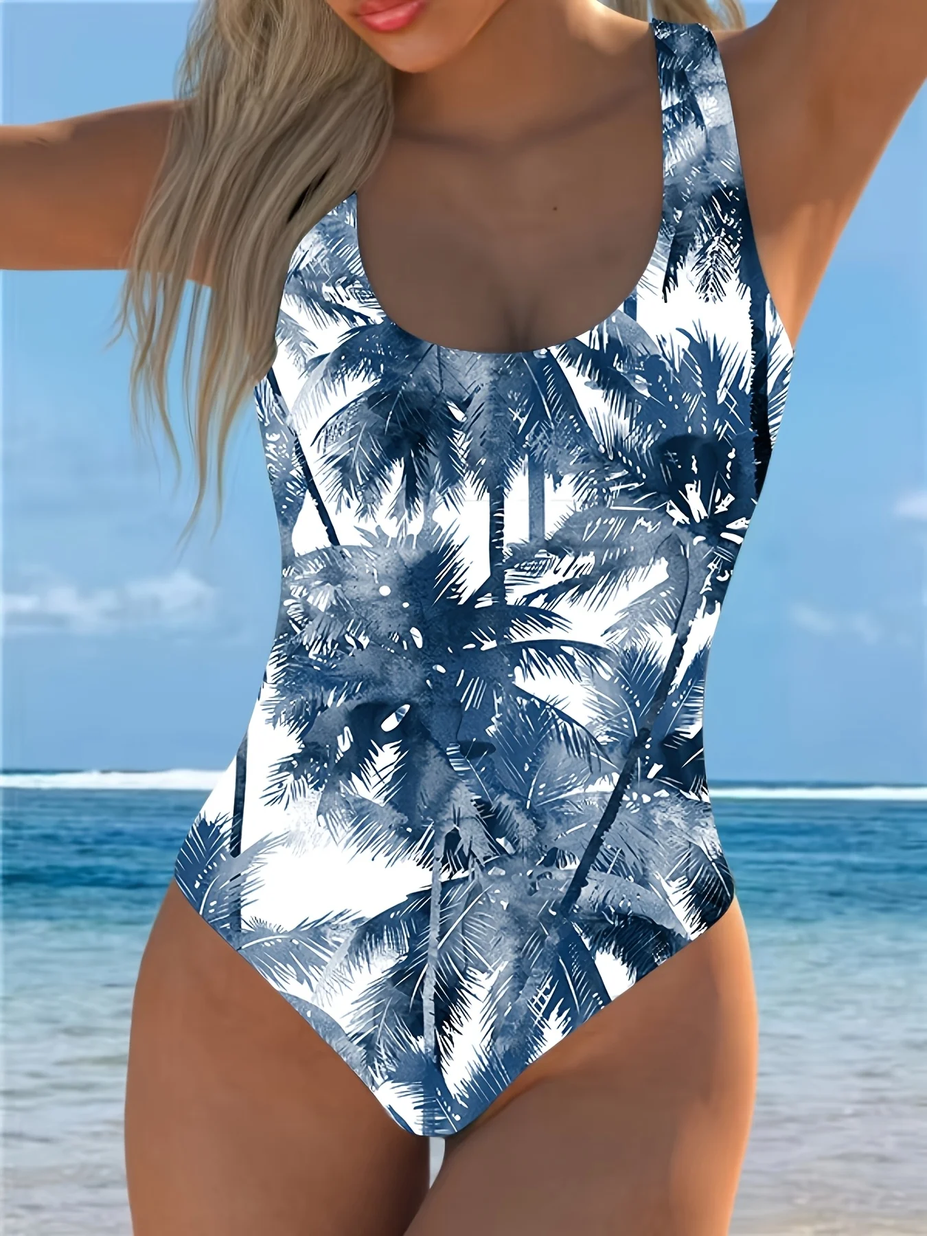 [Fashion Swimsuit] European American Fashion Full Body Printing One-Piece Swimsuit | Women's Beach Outdoor Competitive