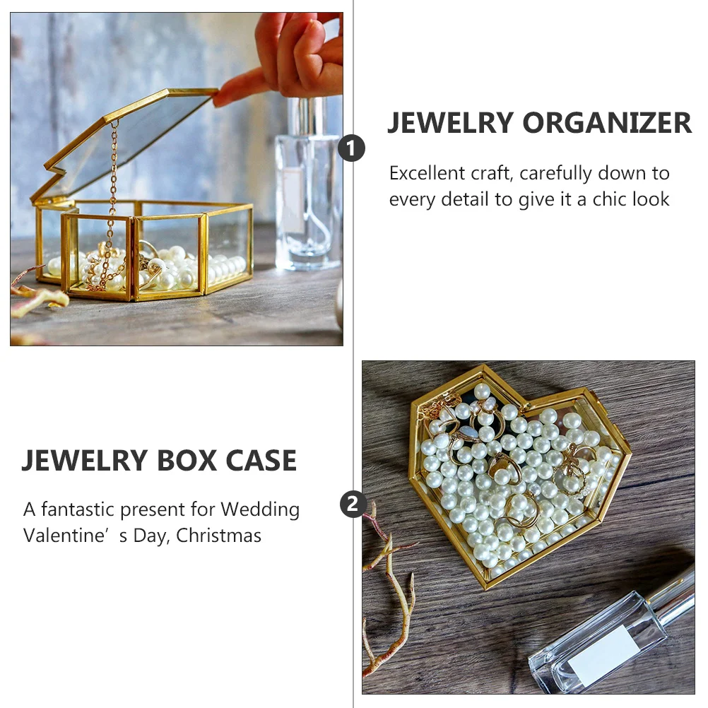 Transparent Jewelry Glass Box Decorative Storage Organizer Display Case for Rings Earrings Bracelets Jewelry Box