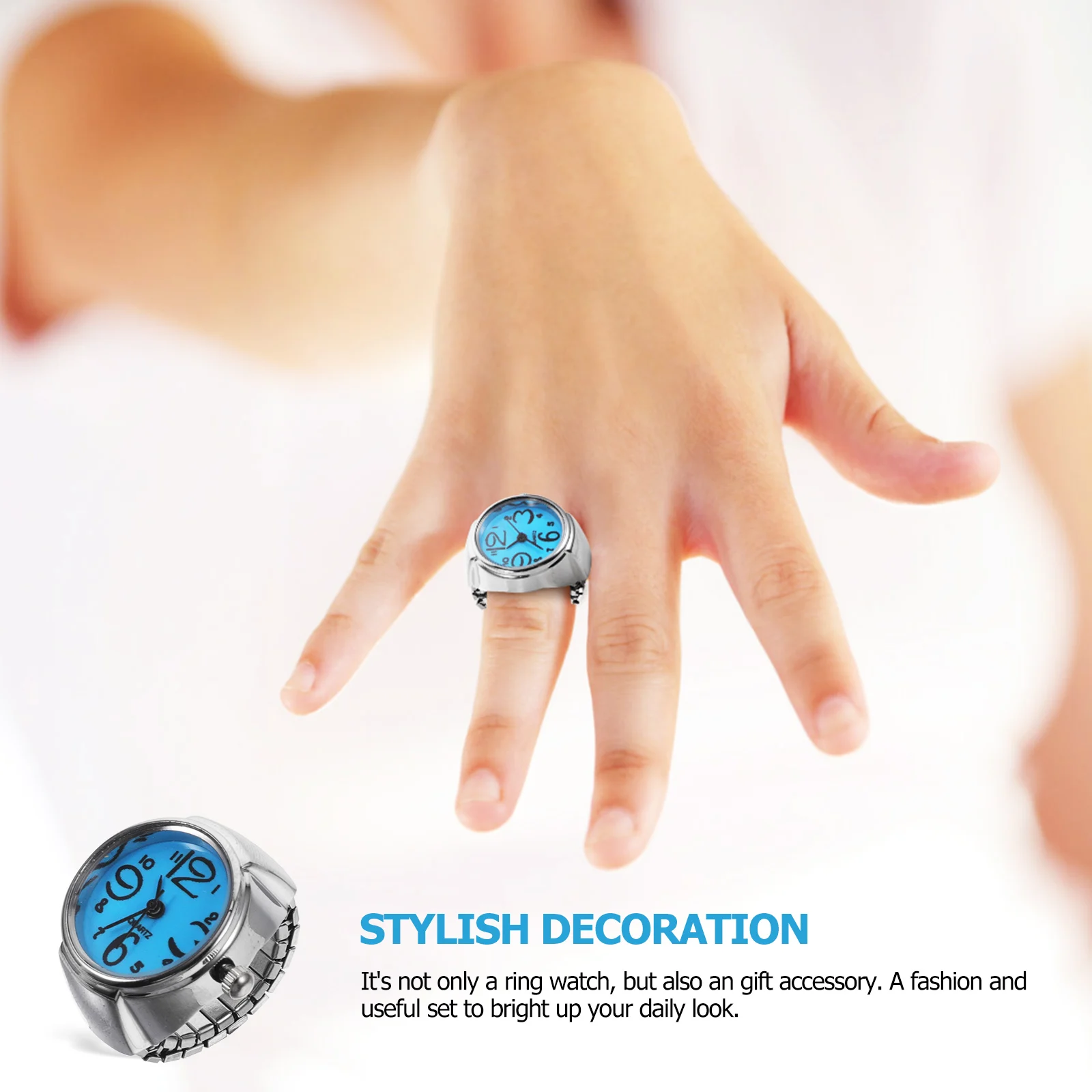 

2pcs Ring Watches For Women Men Mini Finger Wear Quartz Time Display Unique Design Large Numbers Easy Read Gifts Friends