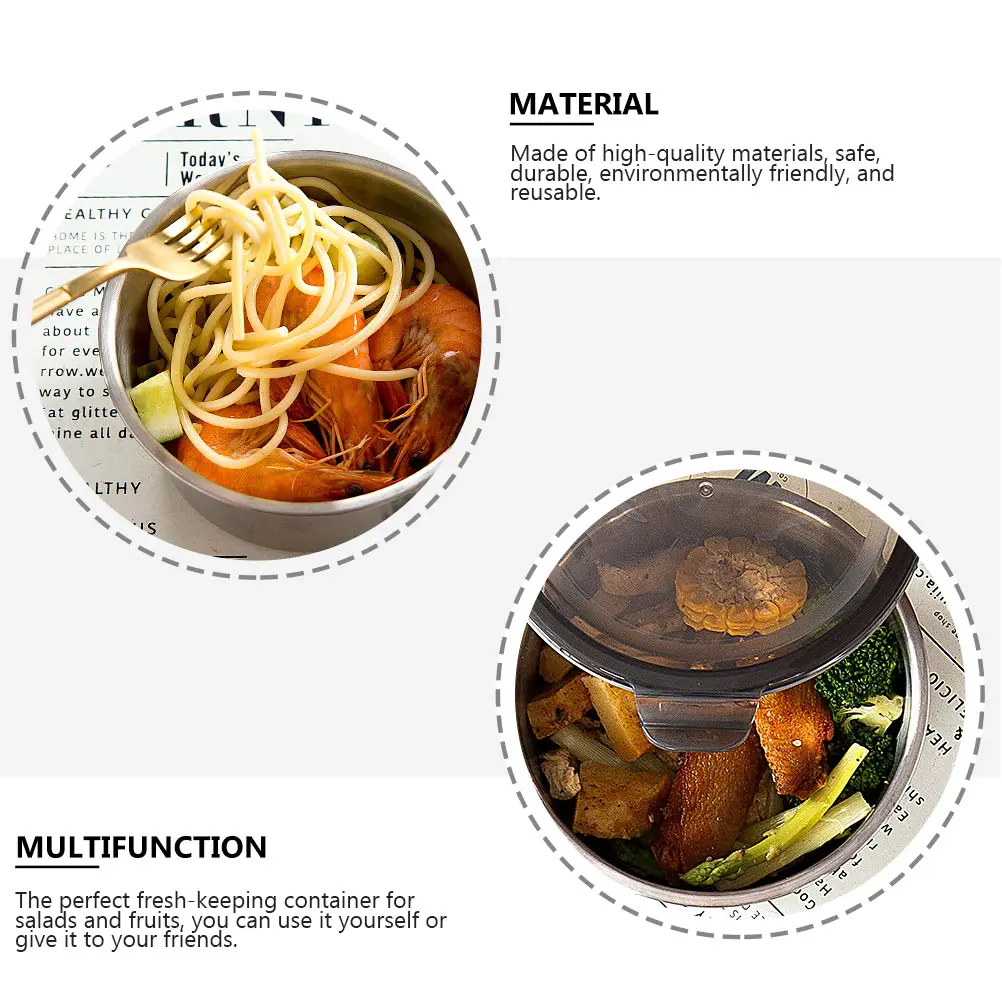 

Stainless Steel Food Storage Container Portable Thermal Lunch Box Fresh Keeping Bento Salad Fruit Storage Reusable For