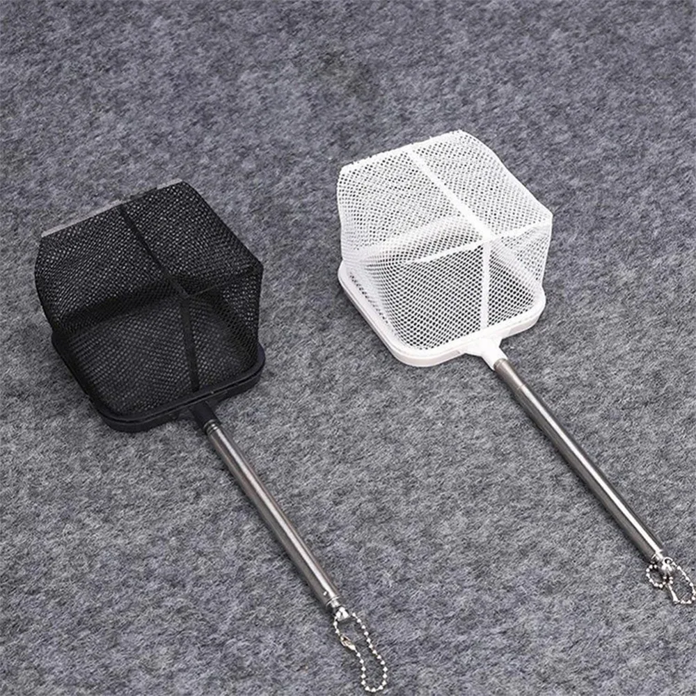 Extendable Aquarium Square Net - Stainless Steel Fish & Shrimp Catcher W/Foldable Handle, Tank Clean Tool for Plant/Algae