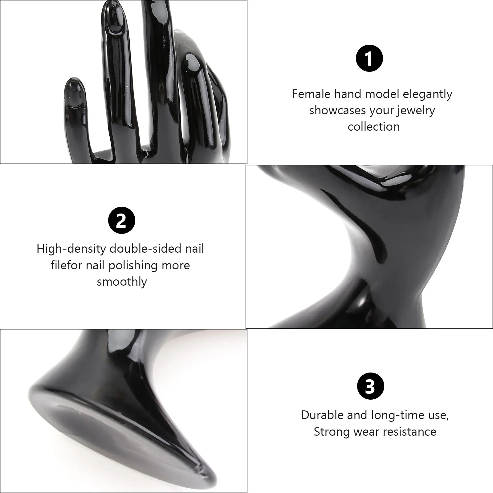 

Plastic Hand Jewelry Display Stand Black 8X17Cm Hand Shape Ring Holder Bracelet Organizer Stereoscopic Display Rack For